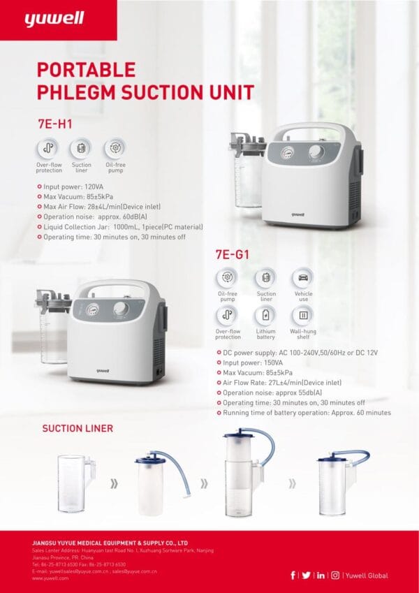 Aspirador de secreciones Yuwell con batería 7E-G1