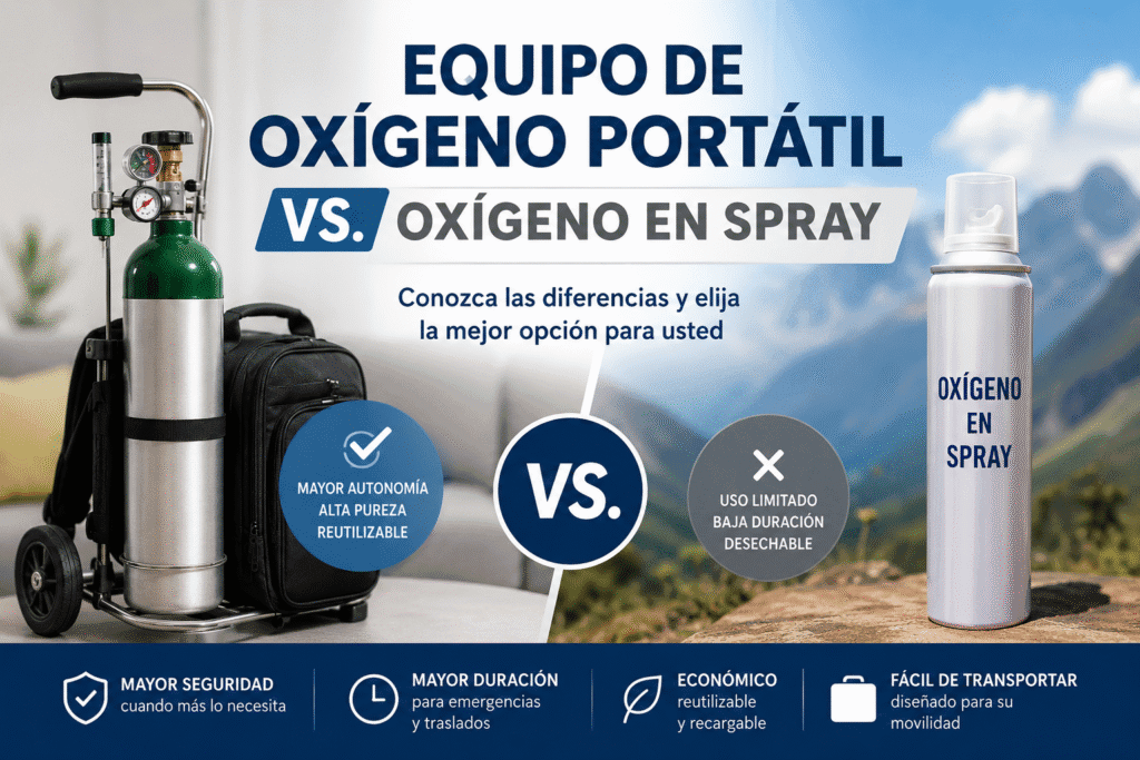 Equipo de Oxigeno portátil vs en spray